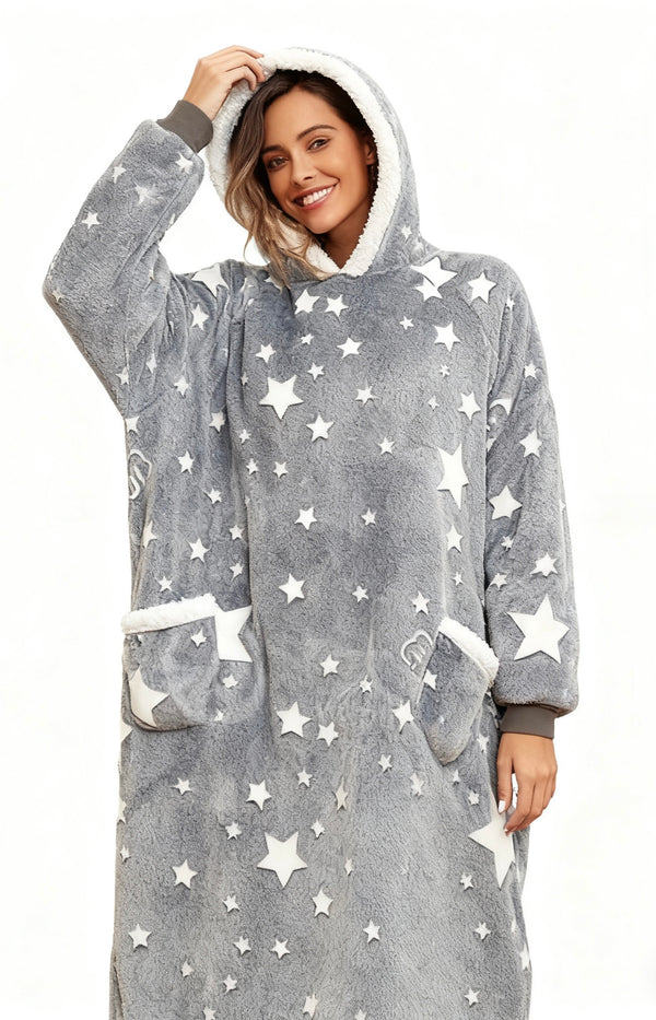 Grey Starry Elegance Haven Hoodie